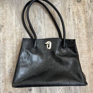 I Ponti Firenze Shoulder Bag Black Genuine Italian Leather